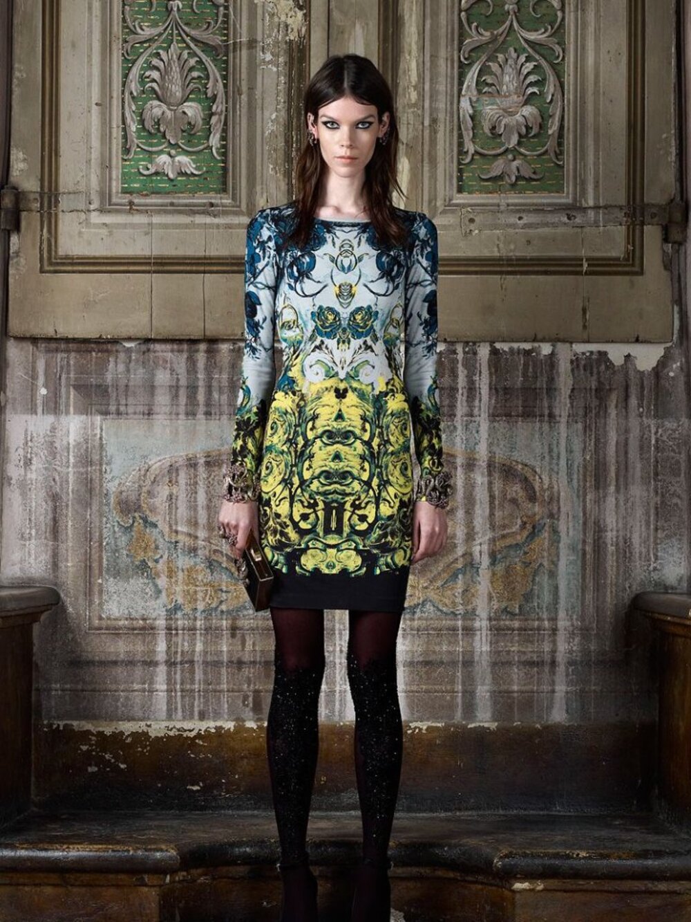 Roberto Cavalli Runway Pre-Fall 2013 Baroque Print Bodycon Dress IT 42